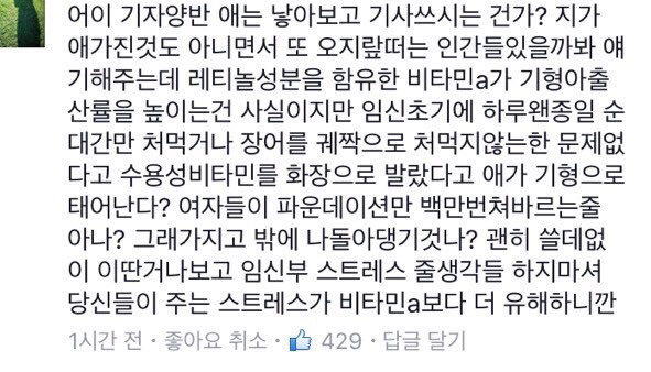 임신중에 화장하면 기형아 출산률이 높아진다는 기사에 달린 댓글 | 인스티즈