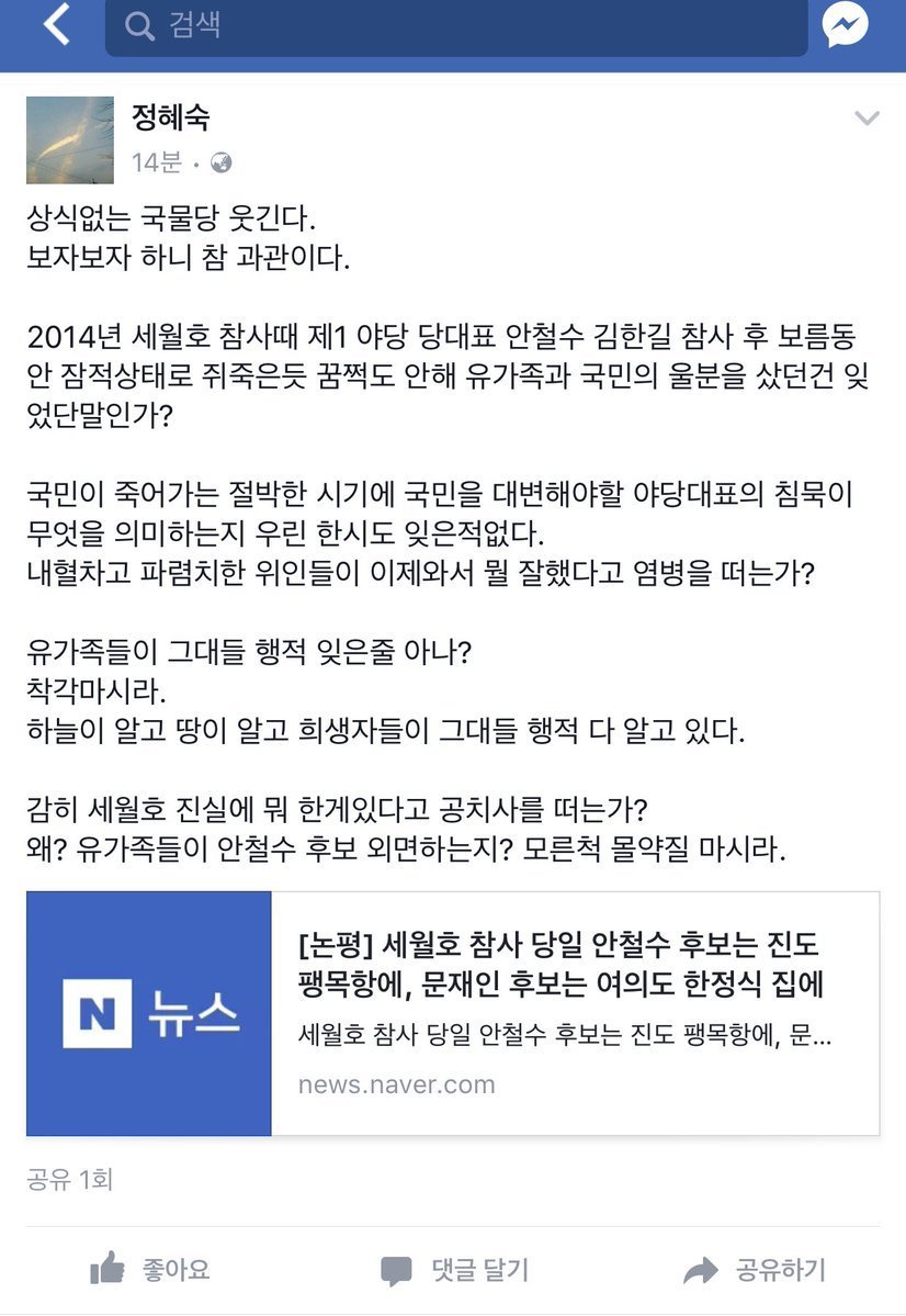 안철수 국민의당에 분노한 세월호 성호엄마 글.txt | 인스티즈