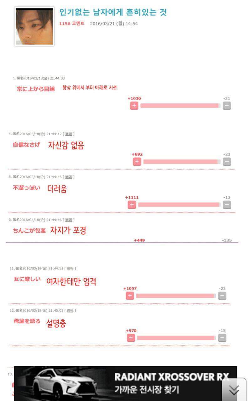 일본여자들이 말하는 인기 없는 남자들의 특징ㅋㅋㅋㅋㅋㅋ | 인스티즈