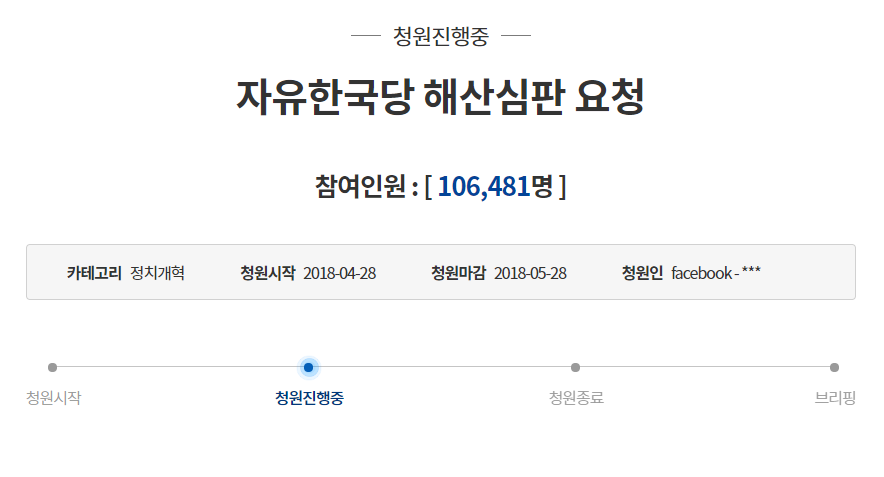  청와대 청원 - 자유한국당 해산심판 요청(106,481명) | 인스티즈